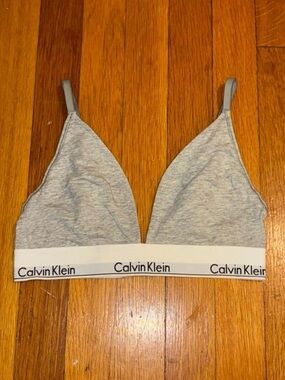 Calvin Klein Heather Gray Logo Triangle Bralette